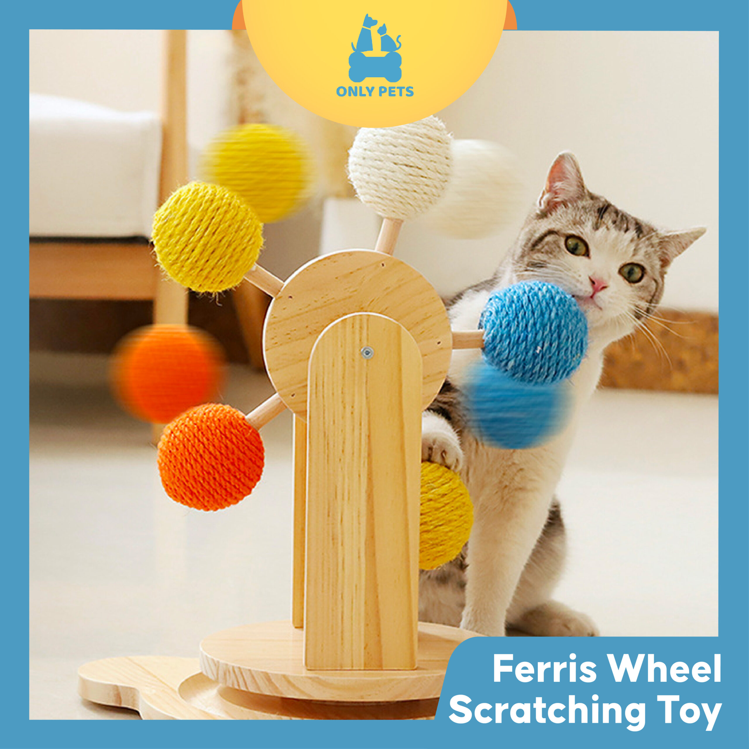 ONLY PETS Ferris Wheel Scratching Cat Toy 2in1 Mainan Interaktif Garukan Bola Berputar