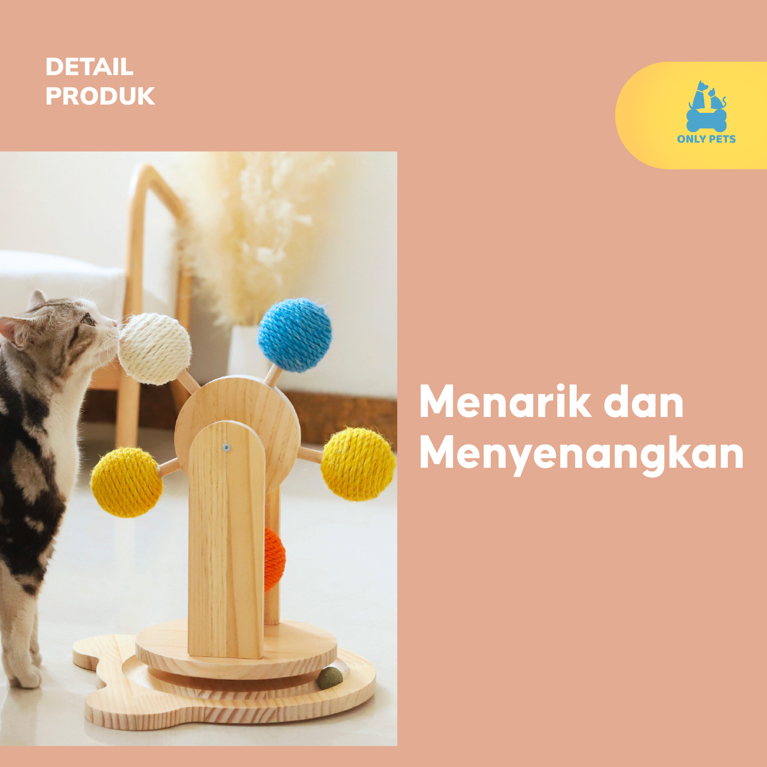 ONLY PETS Ferris Wheel Scratching Cat Toy 2in1 Mainan Interaktif Garukan Bola Berputar
