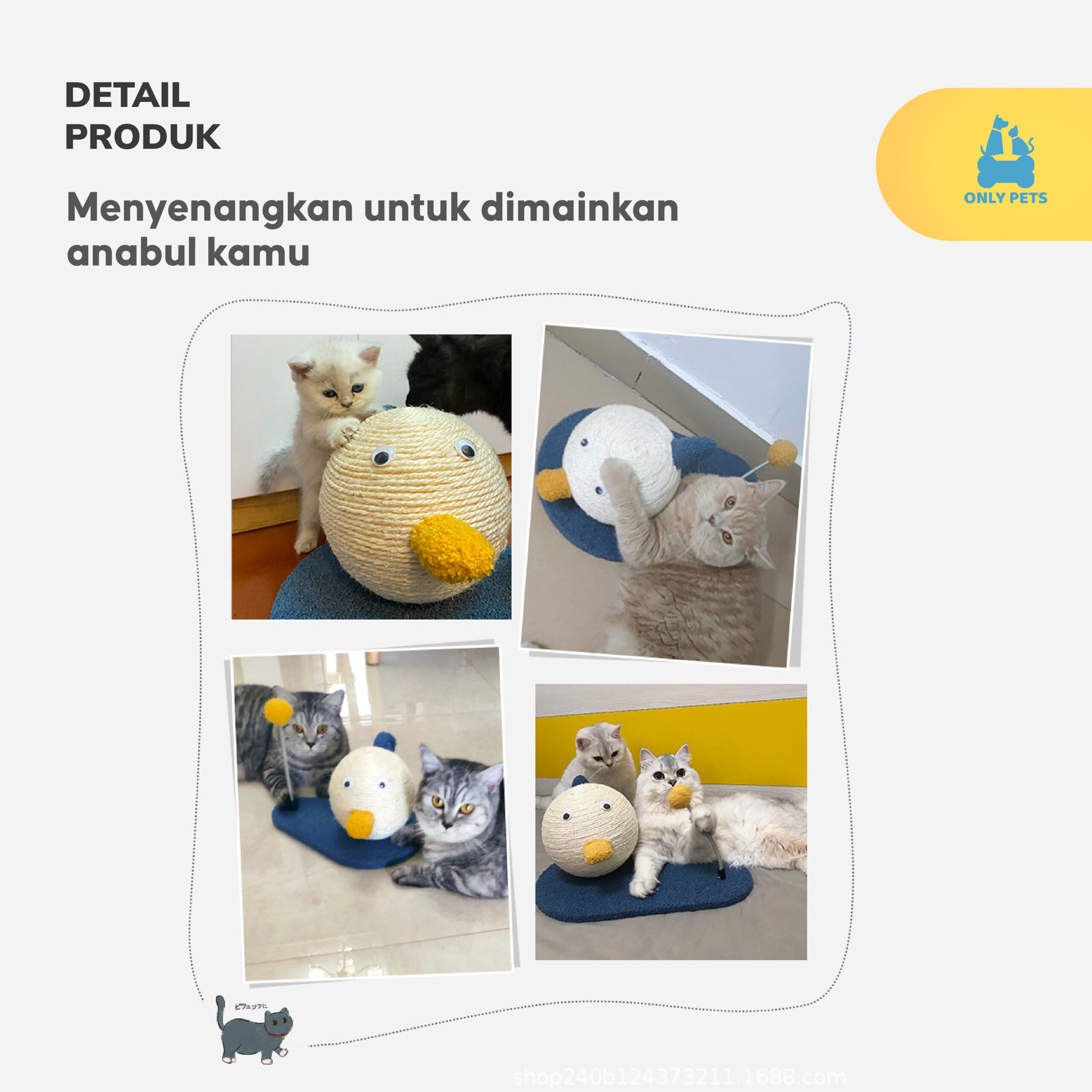 ONLY PETS Scratching Cat Toy 2in1 Mainan Garukan Kucing Bentuk Bebek