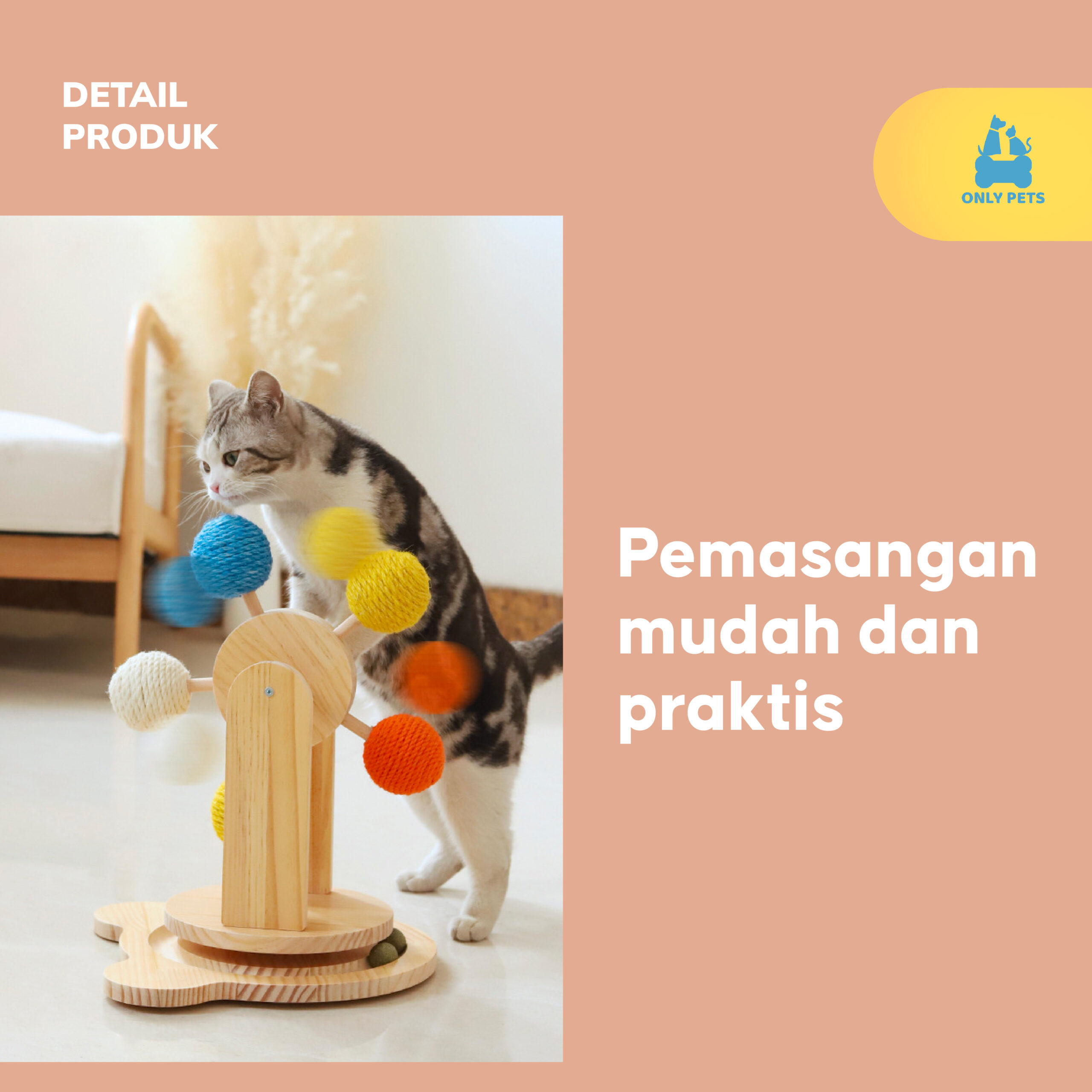 ONLY PETS Ferris Wheel Scratching Cat Toy 2in1 Mainan Interaktif Garukan Bola Berputar