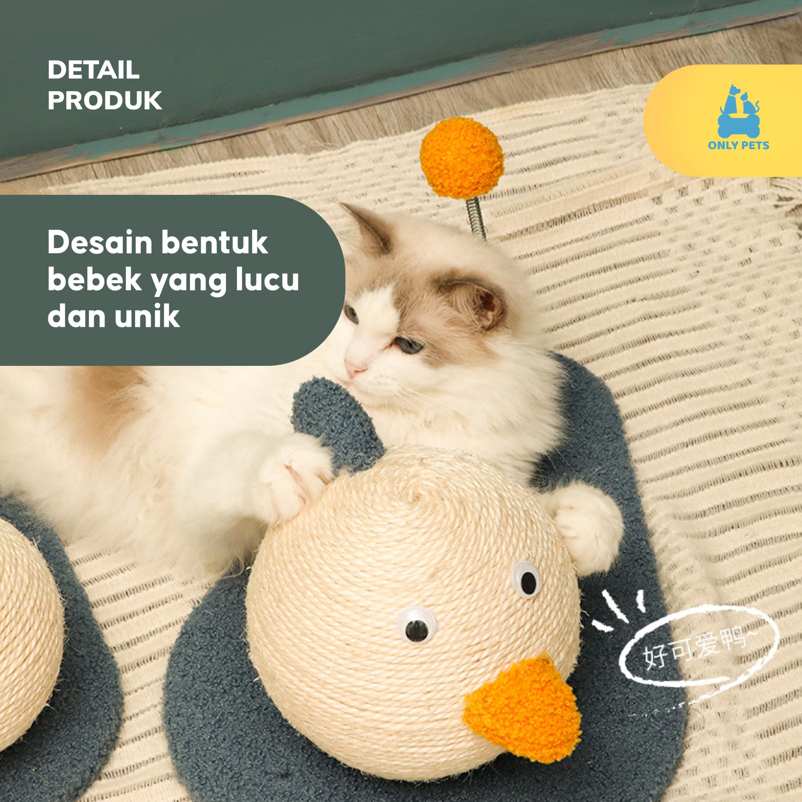 ONLY PETS Scratching Cat Toy 2in1 Mainan Garukan Kucing Bentuk Bebek