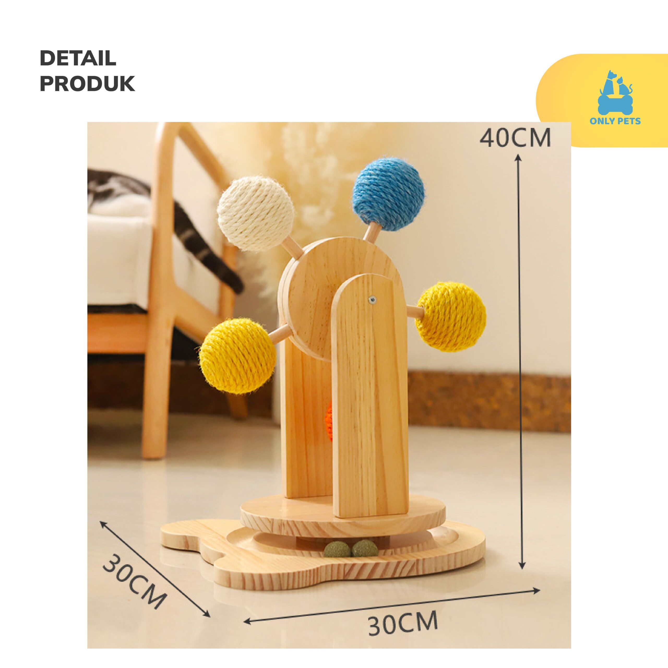 ONLY PETS Ferris Wheel Scratching Cat Toy 2in1 Mainan Interaktif Garukan Bola Berputar